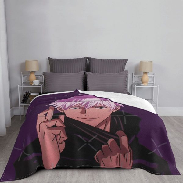 Gojo Jujutsu Kaisen Plaid Blanket Purple JMS2812